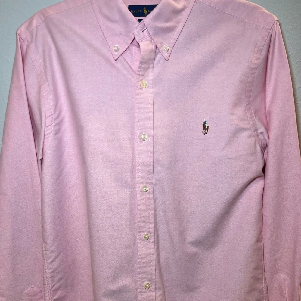 Polo Ralph Lauren Slim Fit Stretch Oxford Pink Shirt Size M - Picture 12 of 14